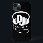 Headphones DJ named black and white ipad case<br><div class="desc">Help protect your iphone from knocks and little accidents,  with this ipad case. Original graphic headphone DJ iphone case for music dj's and budding disc jockeys and clubbing fans. Customize with your name. Example reads Stuart K. Exclusively designed by Sarah Trett.</div>
