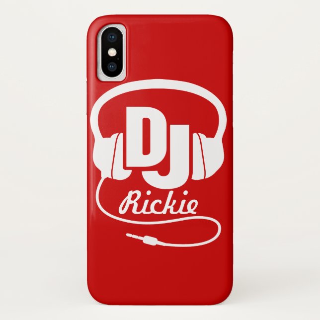 Headphones DJ named red and white iphone case (Back)