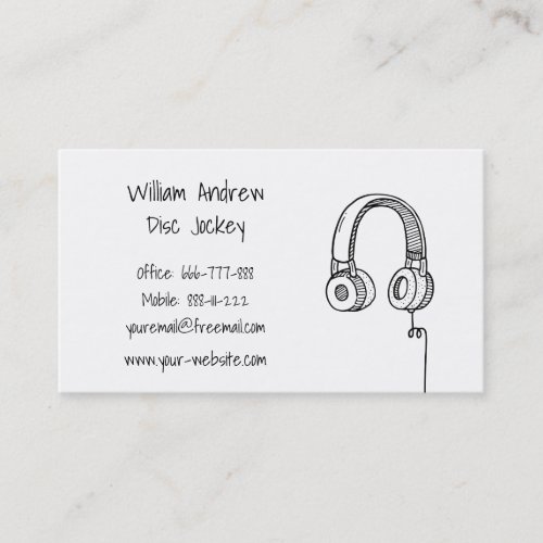 Headphones Doodle DJ Disc Jockey Business Card