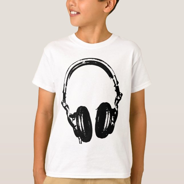 Headphones Graffiti Stencil Style T Shirt (Front)