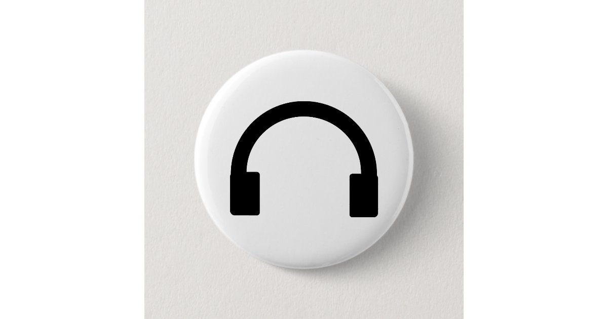 headphones icon pinback button | Zazzle