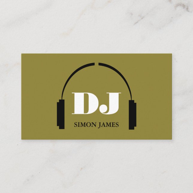 Headphones Logo, Professional DJ Business Card (Front)