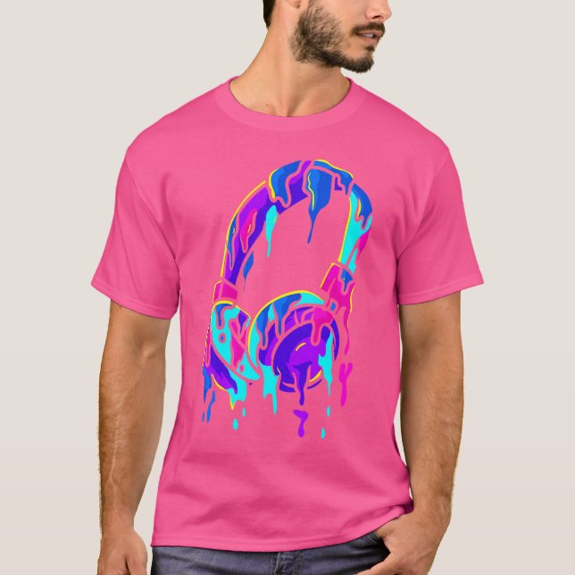 Headphones Melting Headphone Music Lover Musician  T-Shirt (Front)