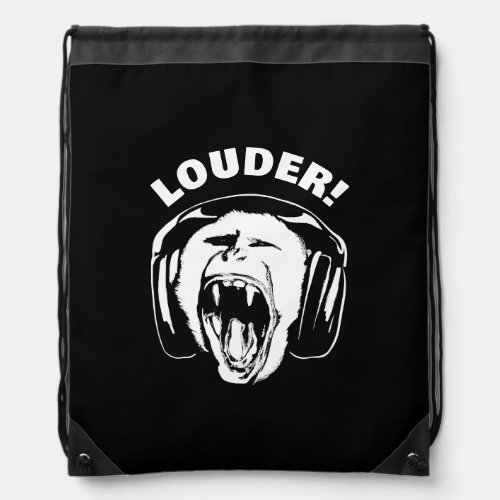 Headphones Monkey Loud Music Lover Drawstring Bag