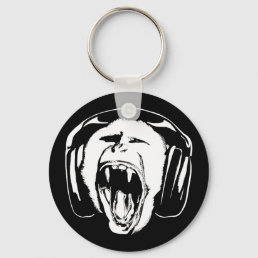 Headphones Monkey Music Lover Keychain