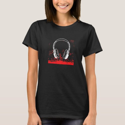 Headphones Music Dj Deejay Pop Bass Techno Rock Po T_Shirt