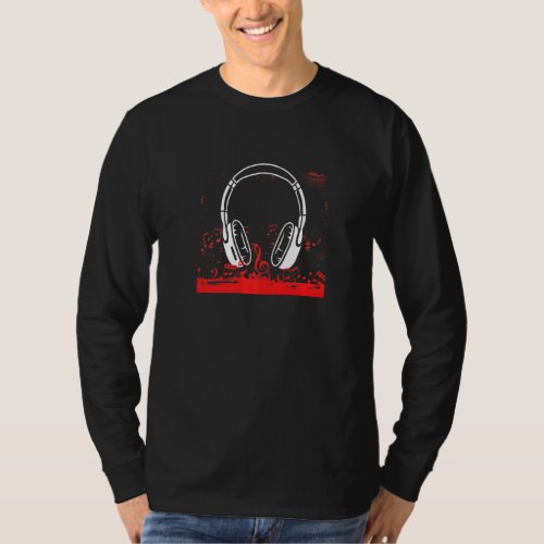 Headphones Music Dj Deejay Pop Bass Techno Rock Po T_Shirt