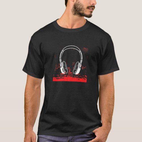 Headphones Music Dj Deejay Pop Bass Techno Rock Po T_Shirt