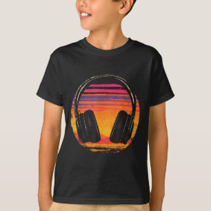 Headphones Music Dj Sunset Relaxed Music Headphone T-Shirt