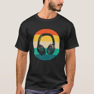 Headphones Music Lover Producer DJ Gifts Funny Ret T-Shirt