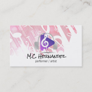 Headphones Musical Note Play Button Business Card