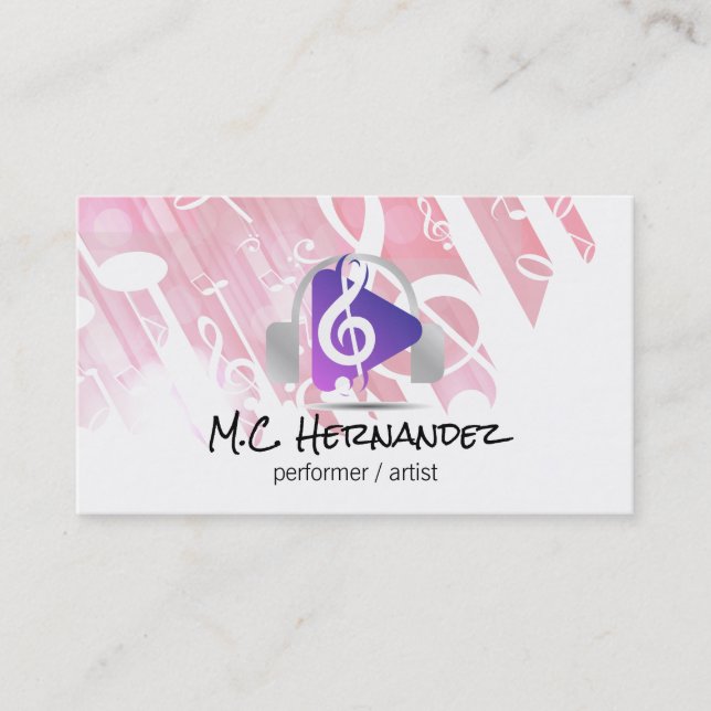 Headphones | Musical Note | Play Button Business Card (Front)