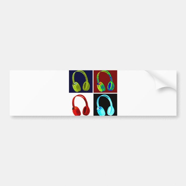 Headphones Pop Art Bumper Sticker (Front)