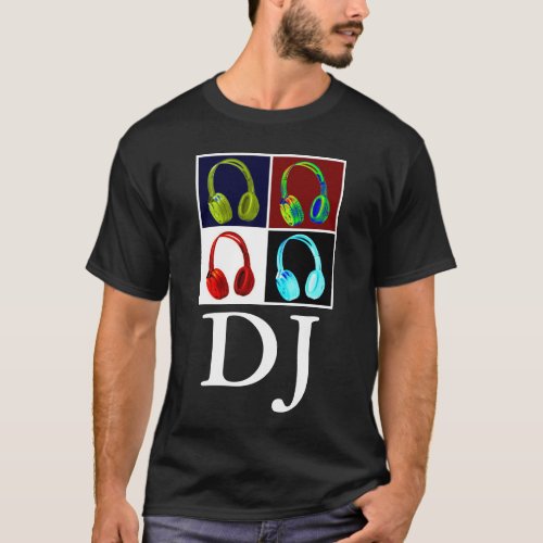 Headphones Pop Art DJ Disc Jockey T_Shirt