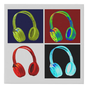 Headphones Pop Art Faux Canvas Print