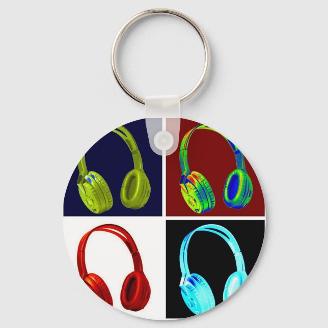 Headphones Pop Art Keychain (Front)