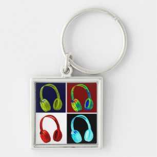 Headphones Pop Art Keychain