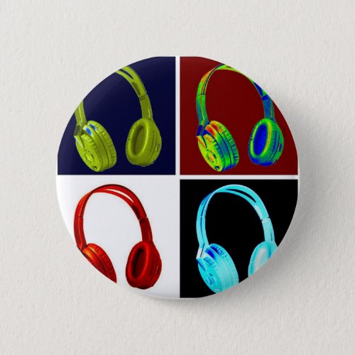 Headphones Pop Art Pinback Button