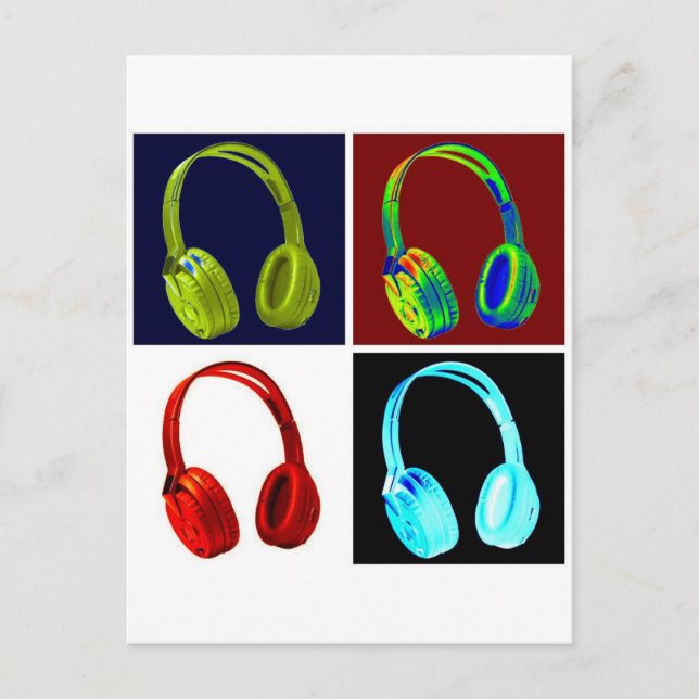 Headphones Pop Art Postcard (Front)