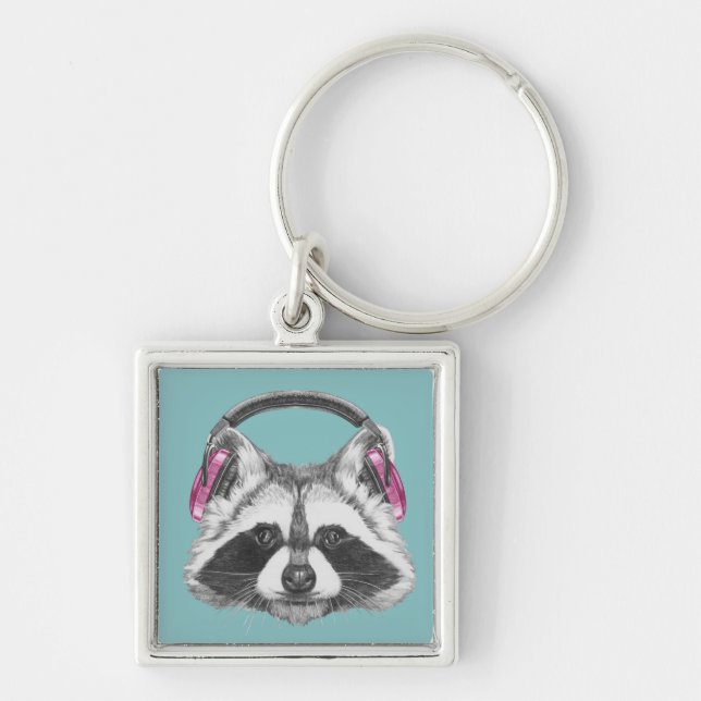 Headphones Raccoon Keychain (Front)