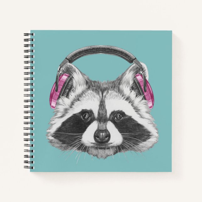Headphones Raccoon Notebook (Front)