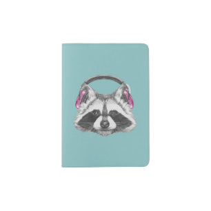 Headphones Raccoon Passport Holder