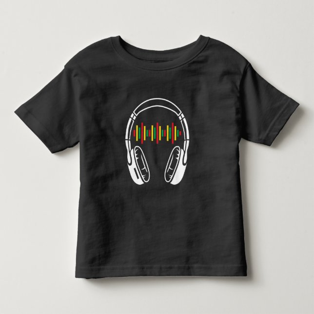Headphones Reggae Music Lover Rastafari Jamaica Toddler T-shirt (Front)