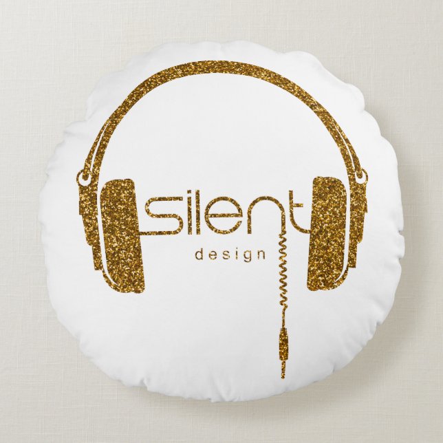 Headphones - Silent design Round Pillow (Front)