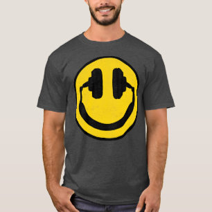 Headphones Smiling Face Music Makes Me Happy T-Shirt