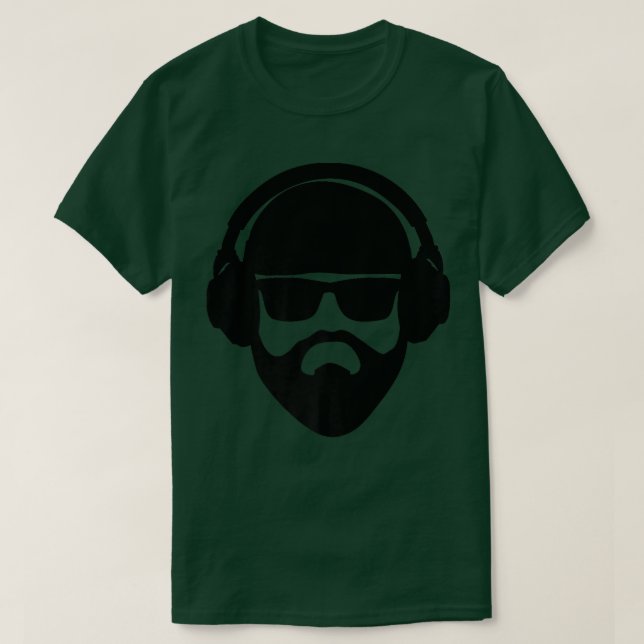HEADPHONES SUNGLASSES COOL MUSIC BEARD HIPSTER  T-Shirt (Design Front)