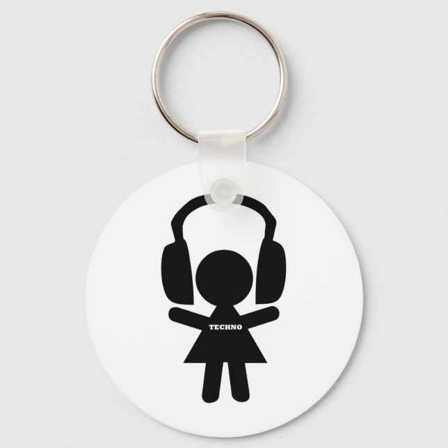 Headphones Techno Music Keychain (Front)
