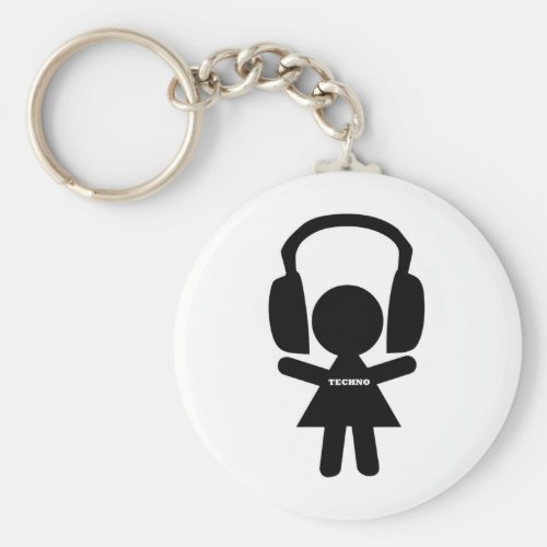 Headphones Techno Music Keychain