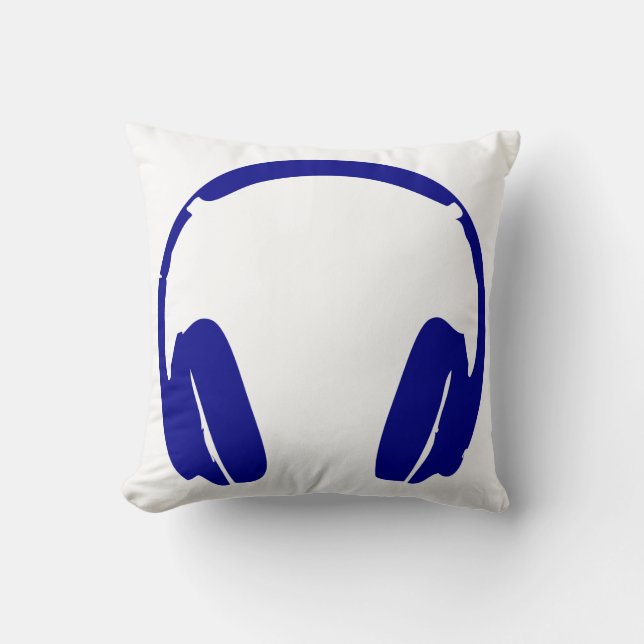 Headphones Throw (Dark Blue) Pillow (Front)