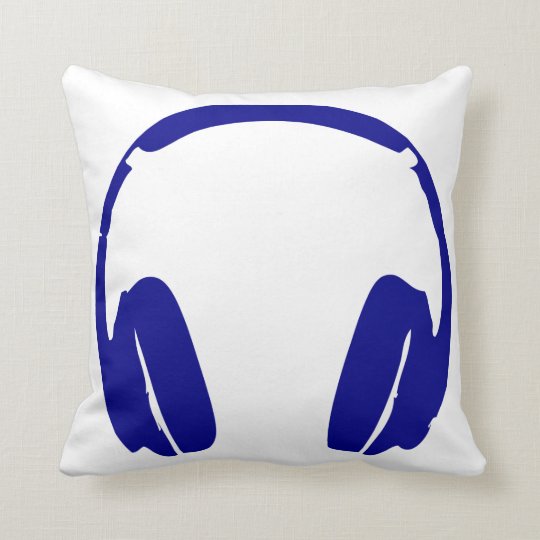 Headphones Throw (Dark Blue) Throw Pillow Zazzle