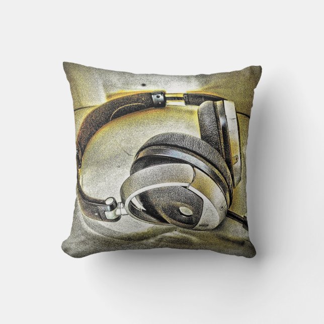 Headphones Throw Pillow (Front)