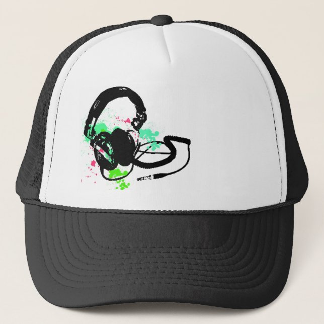 headphones trucker hat (Front)