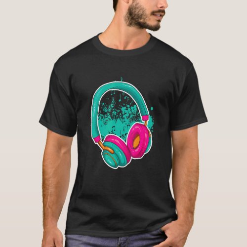 Headphones Turntable Dj Music Bass Rock Party Soun T_Shirt
