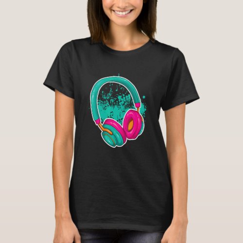 Headphones Turntable Dj Music Bass Rock Party Soun T_Shirt