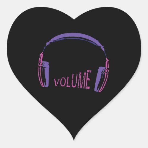 Headphones Volume up Heart Sticker