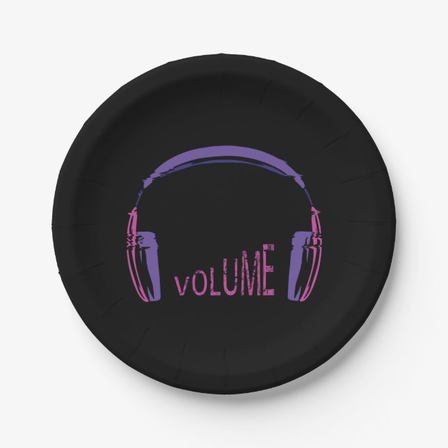 Headphones Volume up Paper Plates (Front)