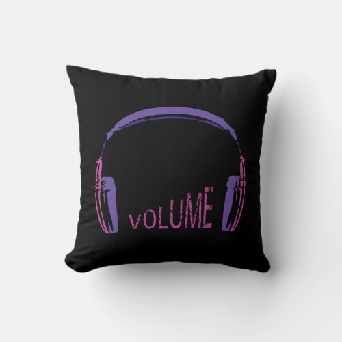 Headphones Volume up Throw Pillow