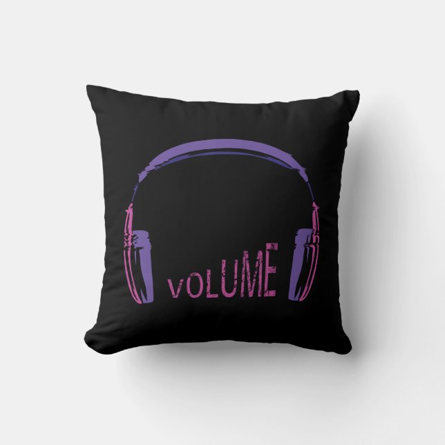 Headphones Volume up Throw Pillow (Front)