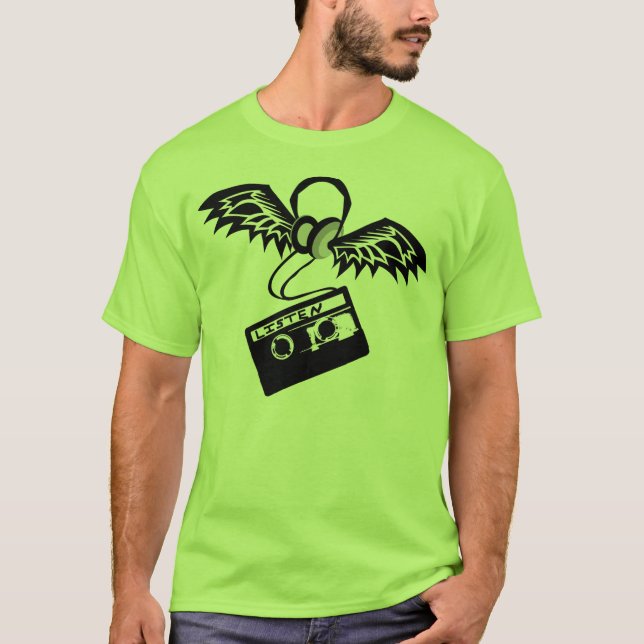 Headphones, Wings, & Cassette Tape T-Shirt (Front)