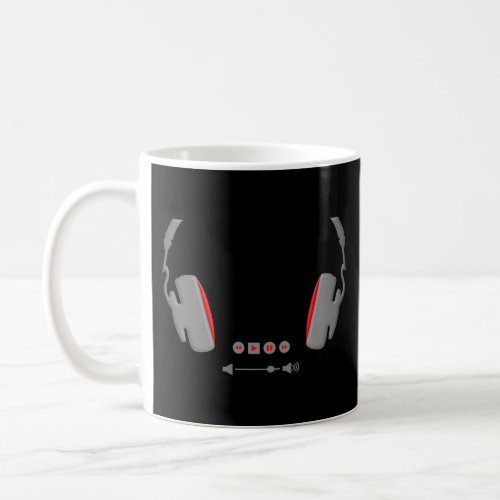 Headphones with media volume control buttons coffee mug