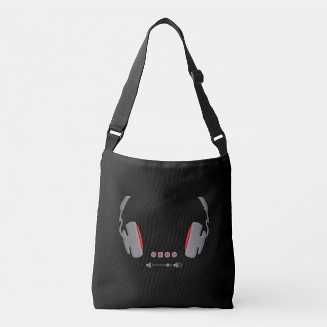 Headphones with media volume control buttons crossbody bag (Front)