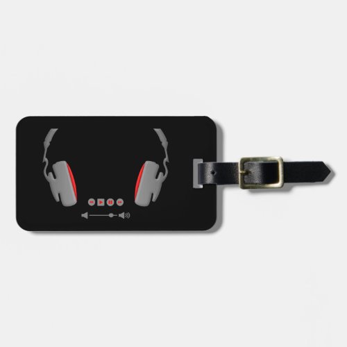 Headphones with media volume control buttons luggage tag
