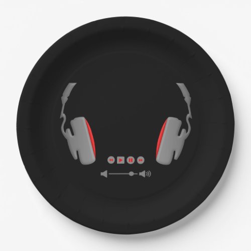 Headphones with media volume control buttons paper plates