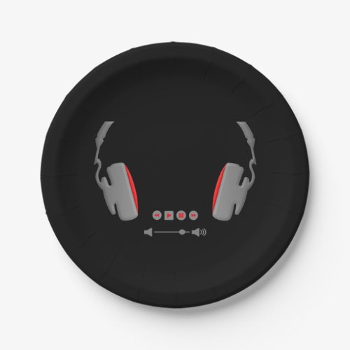 Headphones with media volume control buttons paper plates