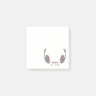 Headphones with media volume control buttons post-it notes