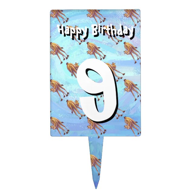 Heads and Tails Camel Pattern on Blue Cake Topper (Front)